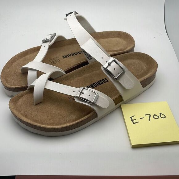 CUSHIONAIRE Women's Cork Footbed Sandal SIZE 8 WHITE - Picture 3 of 8